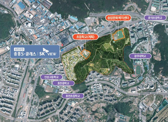 송암공원 입지 위성사진